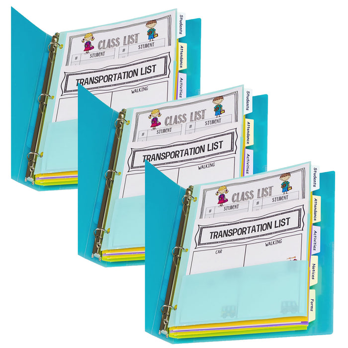 5-Tab Index Dividers with Multi-Pockets, Bright Color Assortment, 8-1-2 x 11, 3 Sets