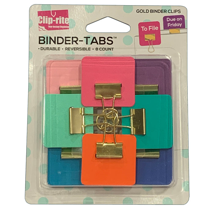 Binder Tabs, Assorted Gold Plated, 8 Per Pack, 6 Packs