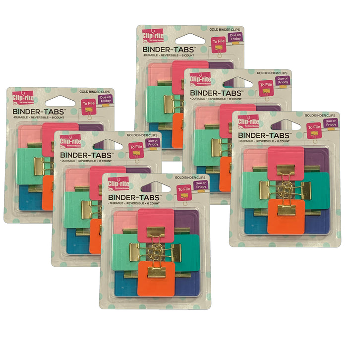 Binder Tabs, Assorted Gold Plated, 8 Per Pack, 6 Packs
