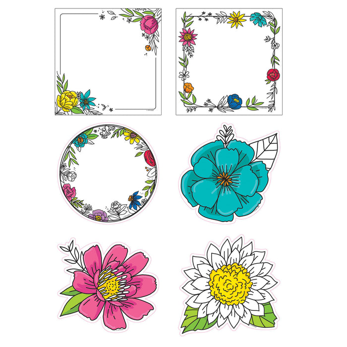 Bright Blooms Doodly Blooms 6" Designer Cut-Outs, 36 Per Pack, 3 Packs