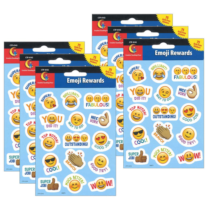 Emoji Fun Reward Stickers, 75 Per Pack, 6 Packs
