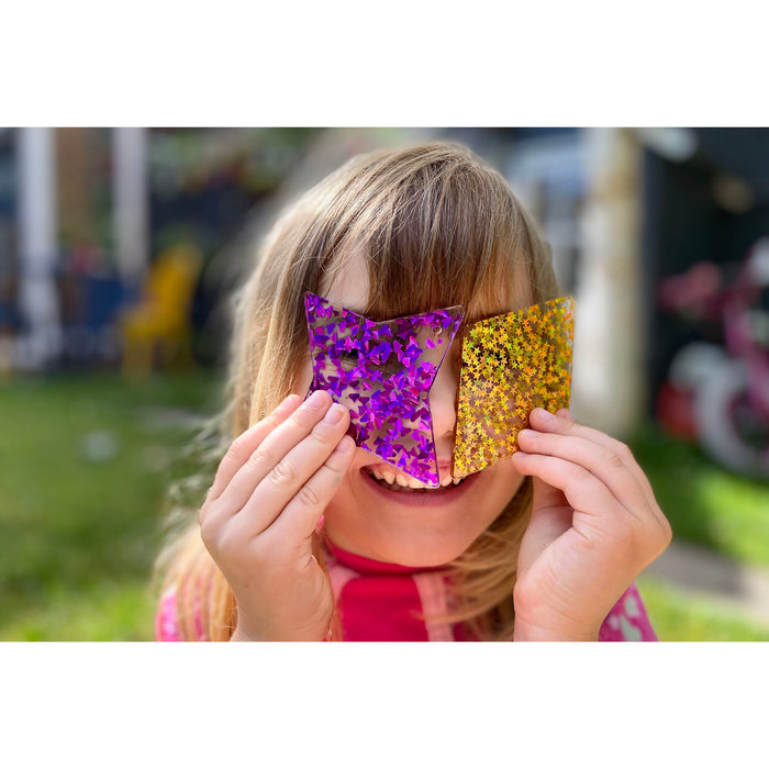 Rainbow Glitter Shapes - Set of 21 - 7 Colors - Explore Colors and Early Geometry