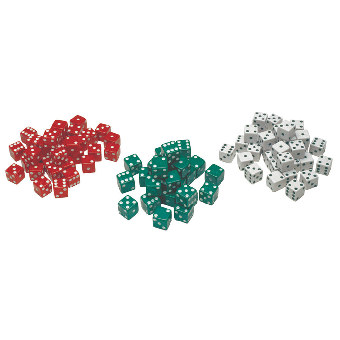 Red, Green & White Dot Dice, 36 Per Pack, 3 Packs