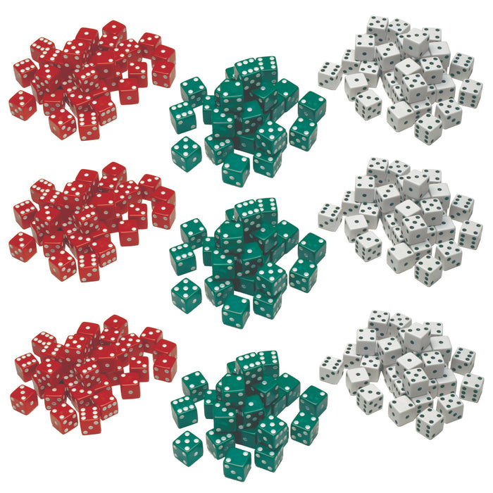 Red, Green & White Dot Dice, 36 Per Pack, 3 Packs