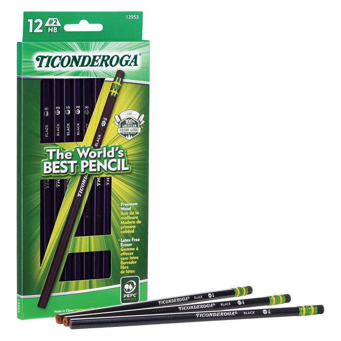 Wood-Cased Pencils, Black, 12 Per Pack, 3 Packs