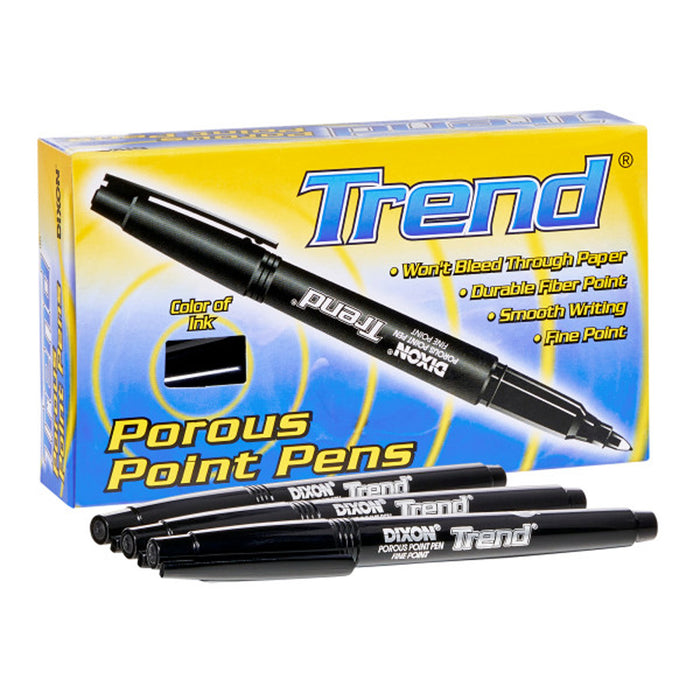 Trend Porous Point Pens, Black, 12 Per Pack, 2 Packs