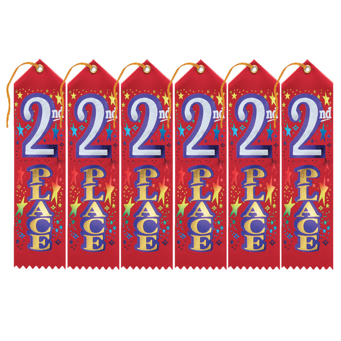 2nd Place Award Ribbon, 2" x 8", Pack of 18