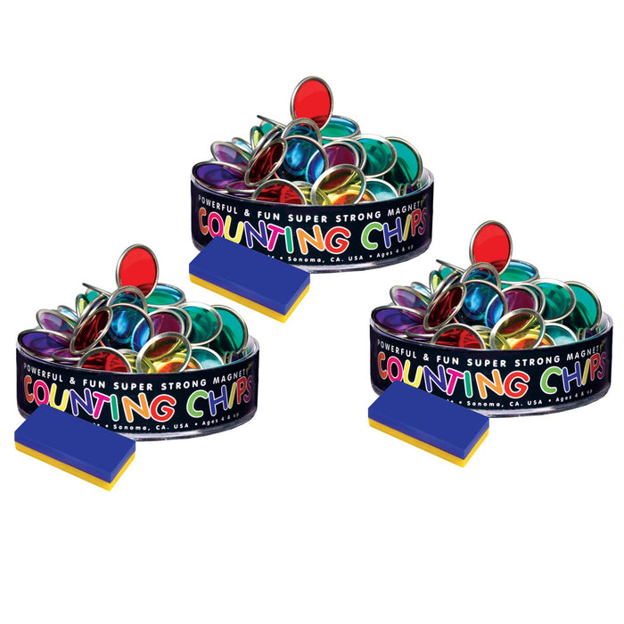75 Counting Chips With Block Magnet, 3 Packs