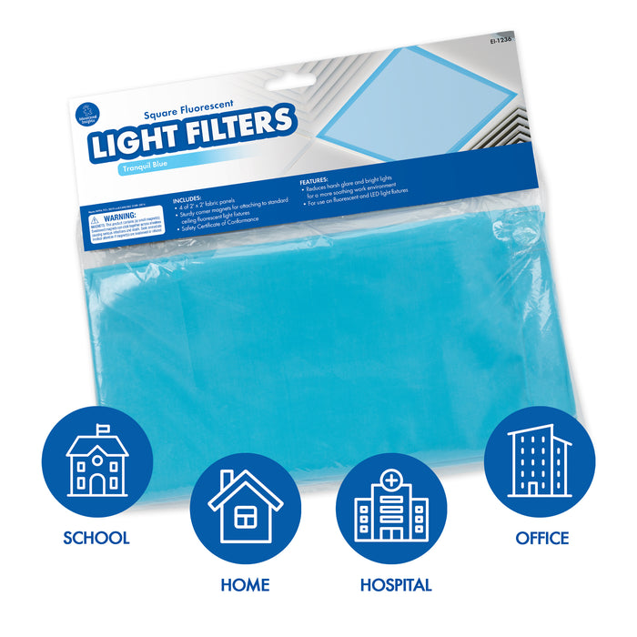 Classroom Light Filters, 2' x 2', Tranquil Blue, Set of 4