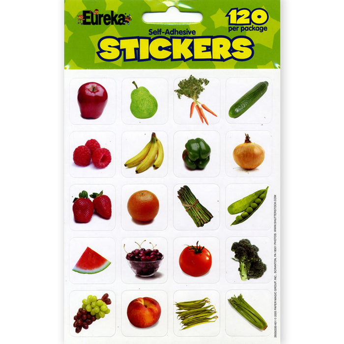 Fruits & Vegetables Theme Stickers, 120 Per Pack, 12 Packs