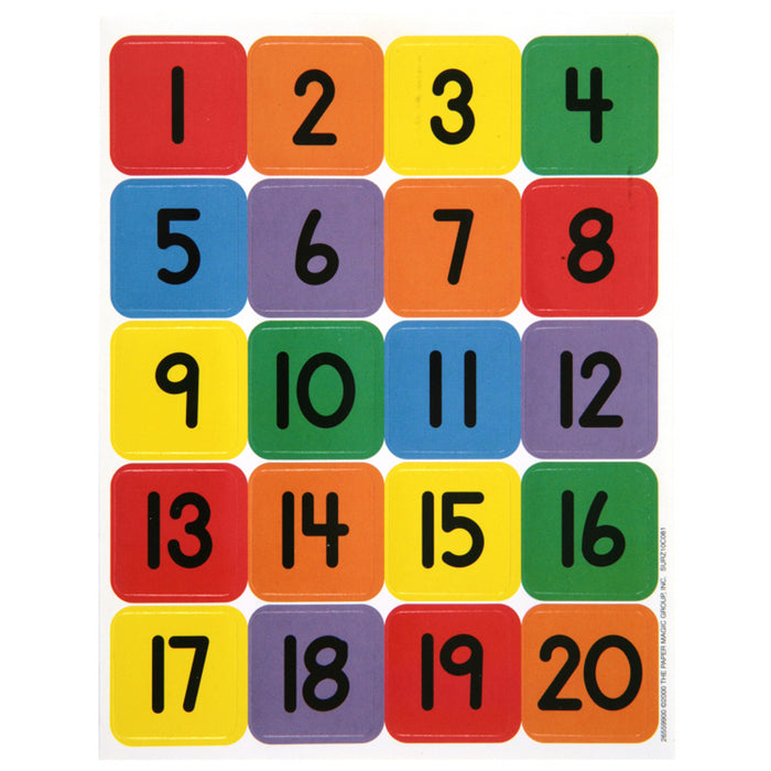 Numbers (1-20) Theme Stickers, 120 Per Pack, 12 Packs