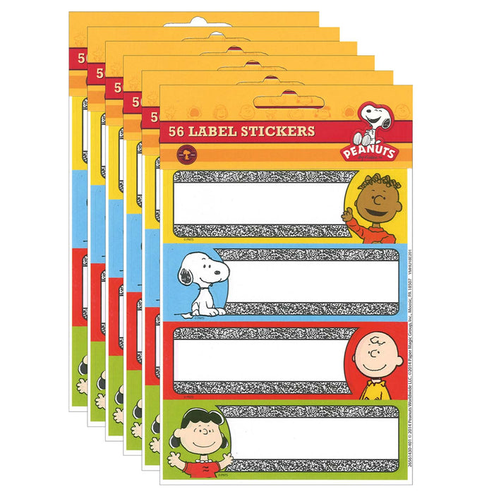 Peanuts® Composition Label Stickers, 56 Per Pack, 6 Packs