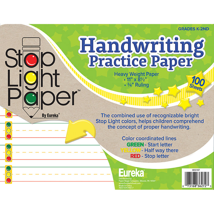 Stop Light Paper Practice Paper, 100 Sheets Per Pack, 3 Packs