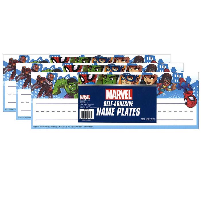Marvel™ Super Hero Self-Adhesive Name Plates, 36 Per Pack, 3 Packs