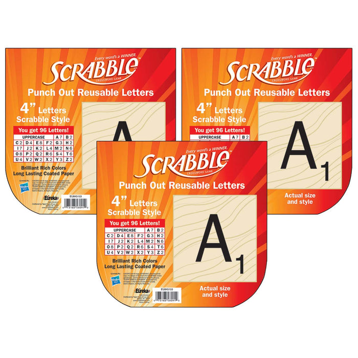 Scrabble™ Deco 4" Letters, 96 Per Pack, 3 Packs