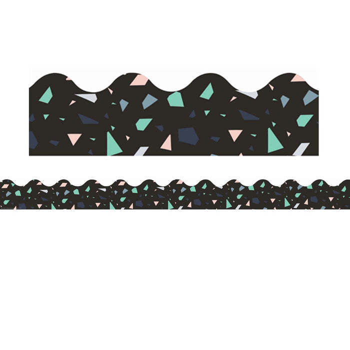 Simply Sassy Black Terrazzo Deco Trim® Extra Wide Die Cut, 37 Feet Per Pack, 6 Packs