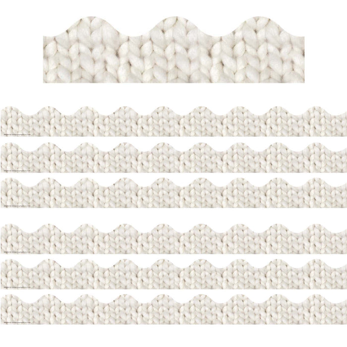 A Close-Knit Class Cozy Cream Knit Deco Trim Extra Wide, 37 Feet Per Pack, 6 Packs