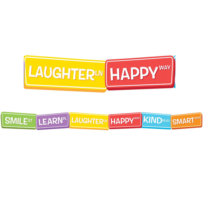 A Teachable Town Happy Street Signs Deco Trim Extra Wide, 37 Feet Per Pack, 6 Packs