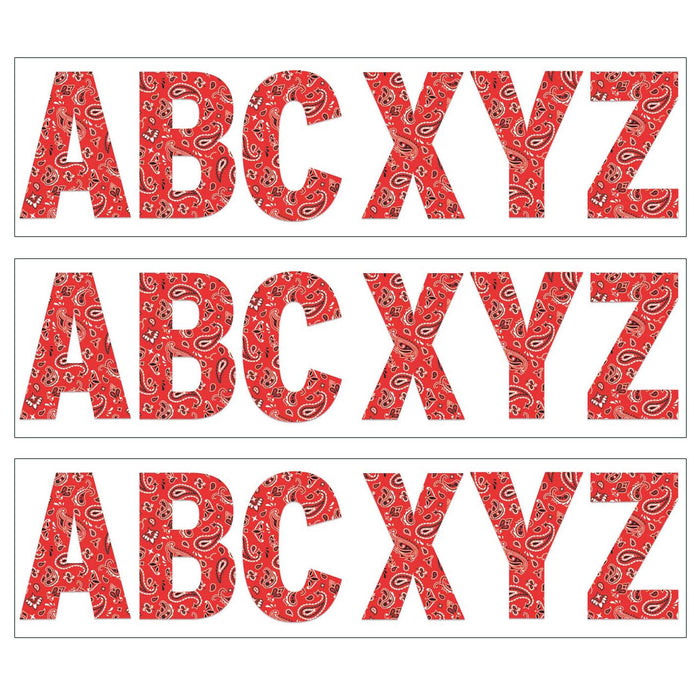 Red Bandana 7" Deco Letters, 129 Per Pack, 3 Packs
