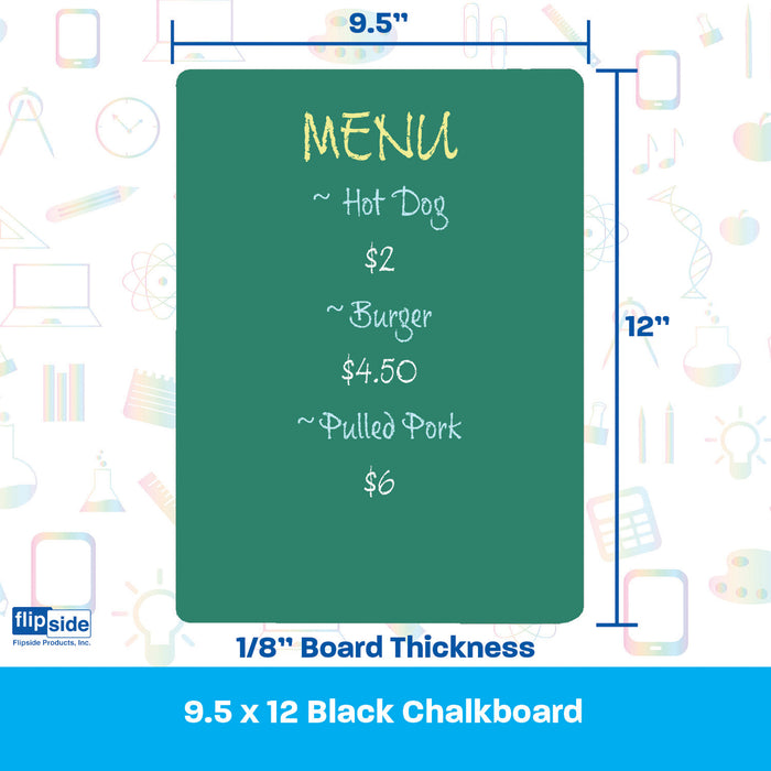 Green Chalk Board, 9.5" x 12", Pack of 6