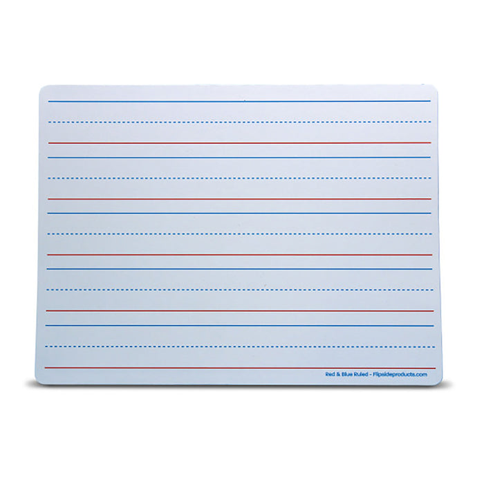 Dry Erase Learning Mat, Two-Sided Red & Blue Ruled-Plain, 9" x 12", Pack of 24