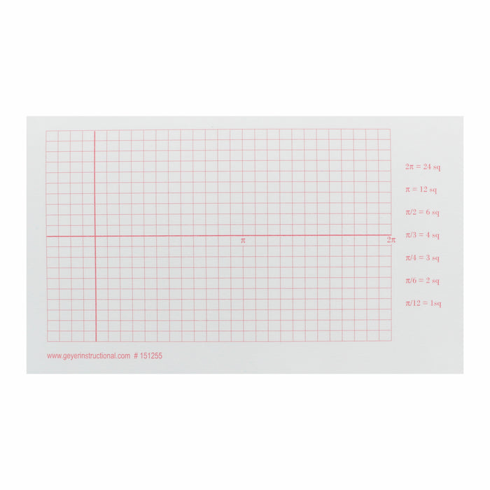 Graphing 3M Post-it® Notes, 3" x 5", Trigonometry Grid, Radian, 3 Pads