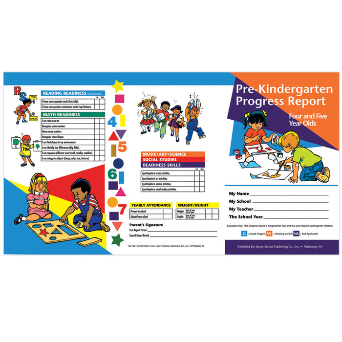 Pre-Kindergarten Progress Report (4 and 5 year olds), 10 Per Pack, 6 Packs