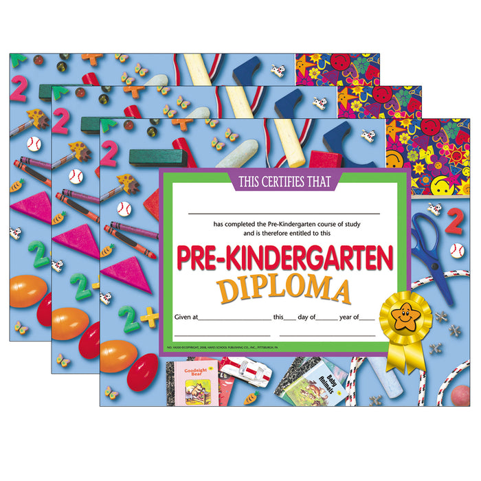 Pre-Kindergarten Diploma, 8.5" x 11", 30 Per Pack, 3 Packs