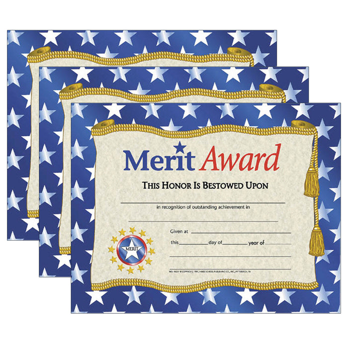 Merit Award Certificate, 8.5" x 11", 30 Per Pack, 3 Packs