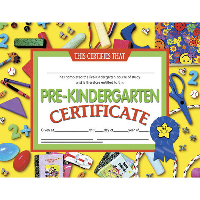 Pre-Kindergarten Certificate, 8.5" x 11", 30 Per Pack, 3 Packs