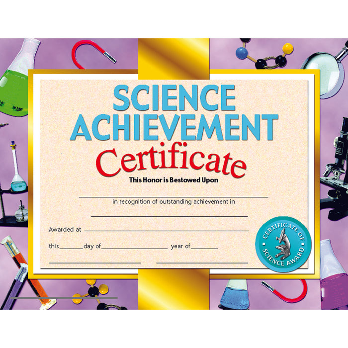 Science Achievement Certificate, 30 Per Pack, 3 Packs