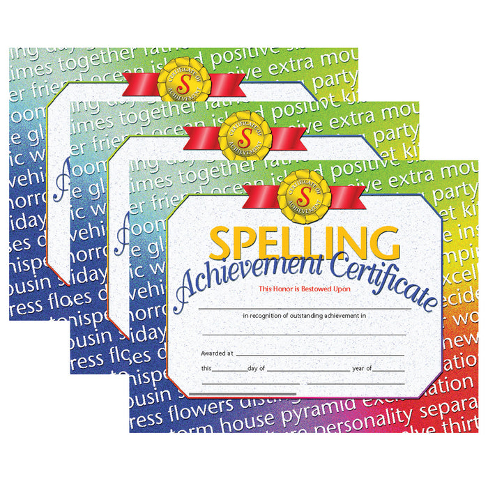 Spelling Achievement Certificate, 30 Per Pack, 3 Packs