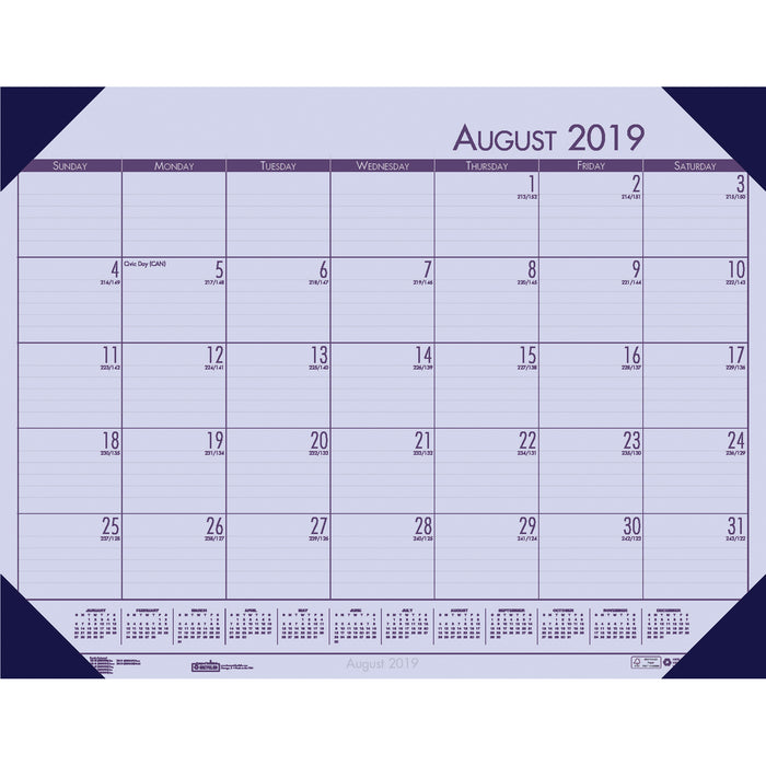 Academic Ecotones Calendar Desk Pad, Orchid Paper-Cordovan Holder, Pack of 2