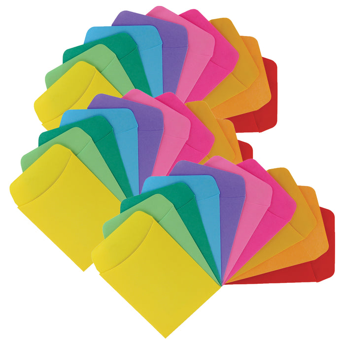 Self-Adhesive Library Pockets, 3.5" x 4.875", 10 Colors, 30 Per Pack, 3 Packs