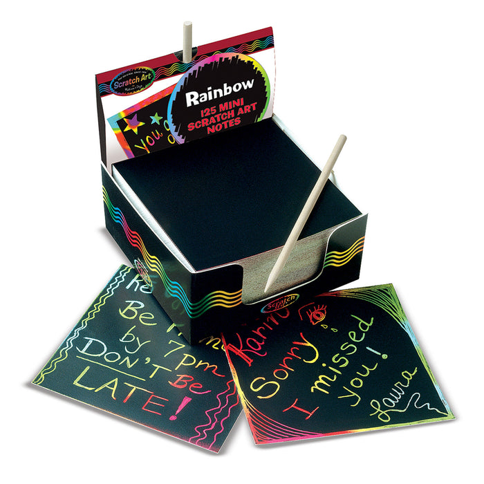 Scratch Art® Box of Rainbow Mini Notes with Stylus, 125 Notes Per Pack, 3 Packs