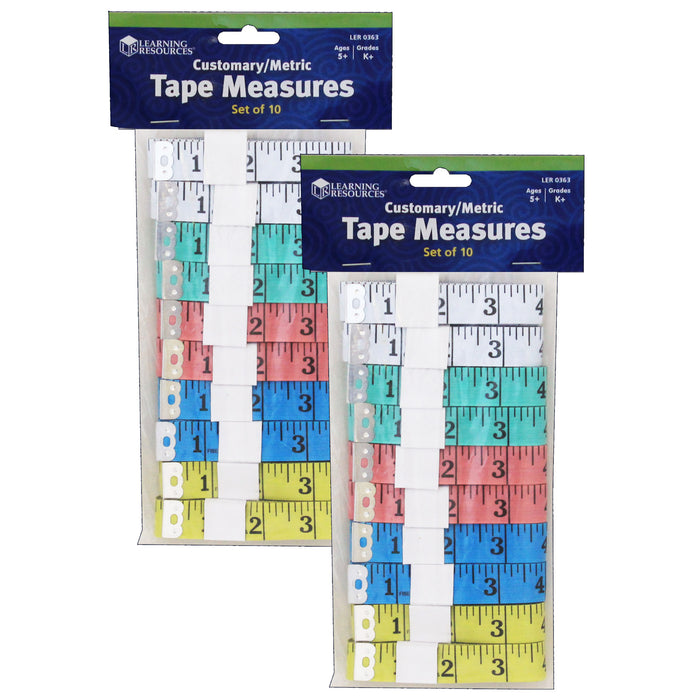 English-Metric Tape Measures, 10 Per Pack, 2 Packs