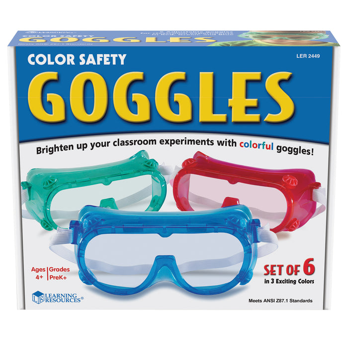 Colored Safety Goggles, 6 Per Pack