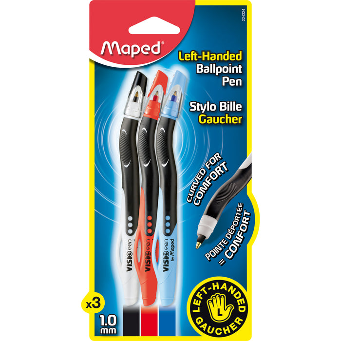 Visio Pen Ball-Point For Lefties, 3 Per Pack, 3 Packs