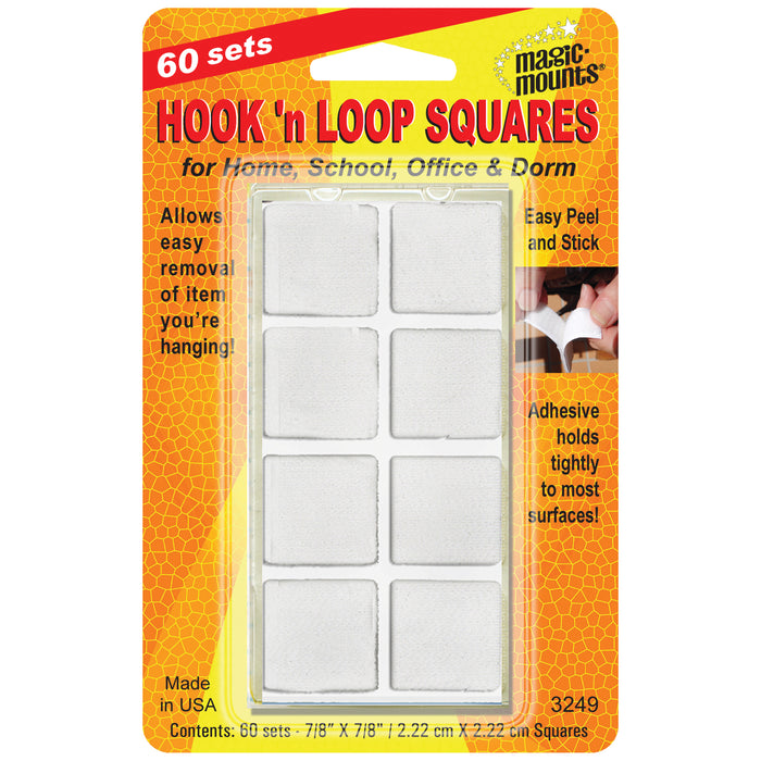 Hook 'n Loop, 7-8" Squares, 60 Sets Per Pack, 3 Packs