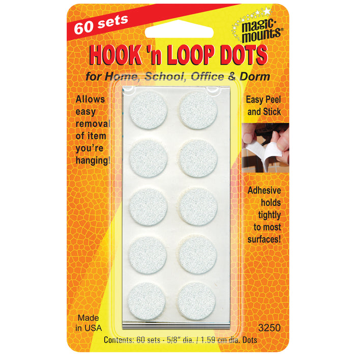 Hook 'n Loop, 5-8" Dots, 60 Sets Per Pack, 3 Packs