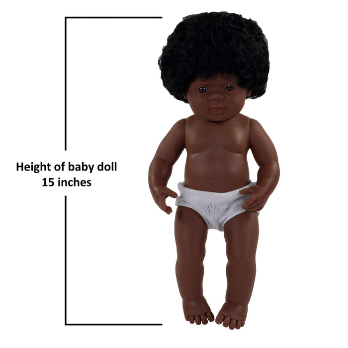 Anatomically Correct 15" Baby Doll, African-American Girl