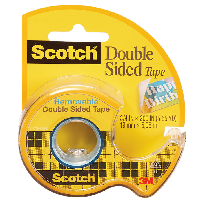 Removable Double Sided Tape, 3-4" x 200", 6 Rolls
