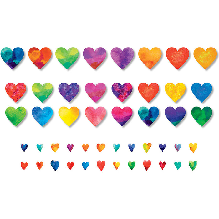 Watercolor Hearts Accents, 48 Per Pack, 6 Packs