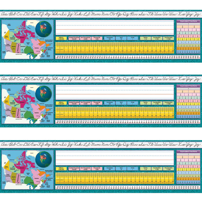 Canadian Intermediate Traditional Cursive Desk Plates, 36 Per Pack, 3 Packs