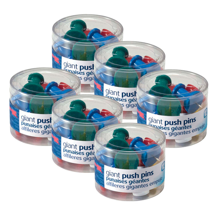 (6 PK) OFFICEMATE GIANT PUSH PINS