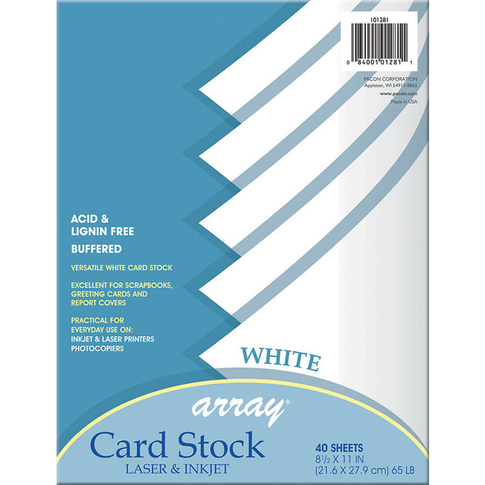 Card Stock, White, 8-1-2" x 11", 40 Sheets Per Pack, 3 Packs