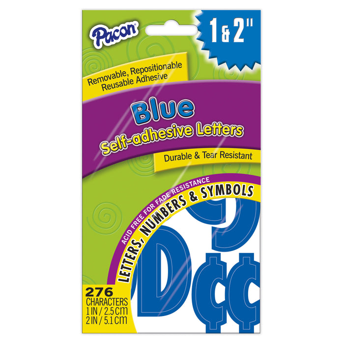 Self-Adhesive Letters, Blue, Classic Font, 1" & 2", 276 Characters Per Pack, 6 Packs