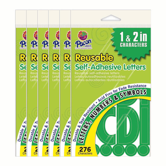 Self-Adhesive Letters, Green, Classic Font, 1" & 2", 276 Characters Per Pack, 6 Packs