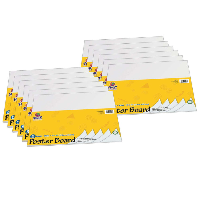 Poster Board, White, 11" x 14", 5 Sheets Per Pack, 12 Packs
