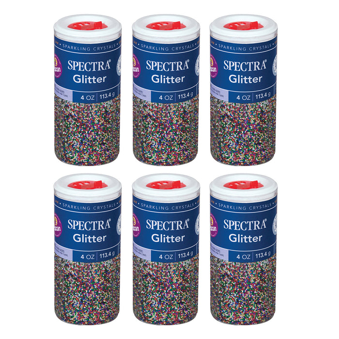 Glitter, Multi-Color, 4 oz. Per Jar, 6 Jars